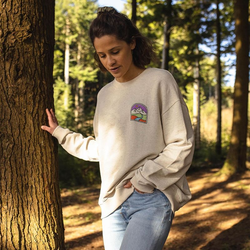 Bluza Passenger Friday Collective Recycled Bawełniane Oversized Damskie Milky Marl | Polska-XZRHPU643