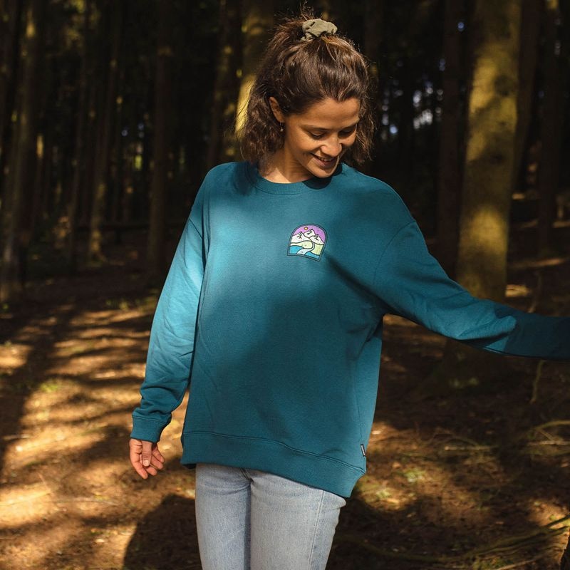 Bluza Passenger Friday Collective Recycled Bawełniane Oversized Damskie Niebieskie Koralowe | Polska-XRSTVI423