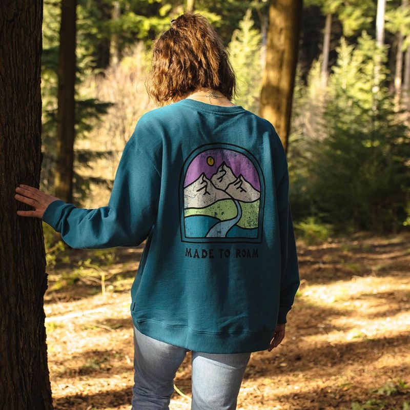 Bluza Passenger Friday Collective Recycled Bawełniane Oversized Damskie Niebieskie Koralowe | Polska-XRSTVI423