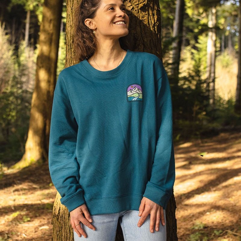 Bluza Passenger Friday Collective Recycled Bawełniane Oversized Damskie Niebieskie Koralowe | Polska-XRSTVI423