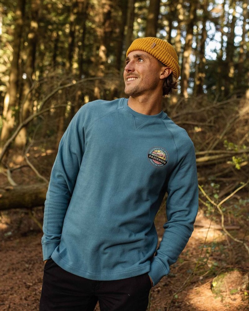 Bluza Passenger Odyssey Recycled Bawełniane Męskie Niebieskie | Polska-AFLPBK931