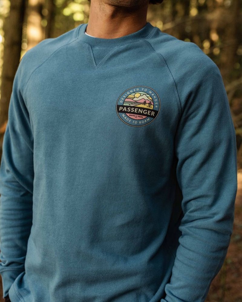 Bluza Passenger Odyssey Recycled Bawełniane Męskie Niebieskie | Polska-AFLPBK931