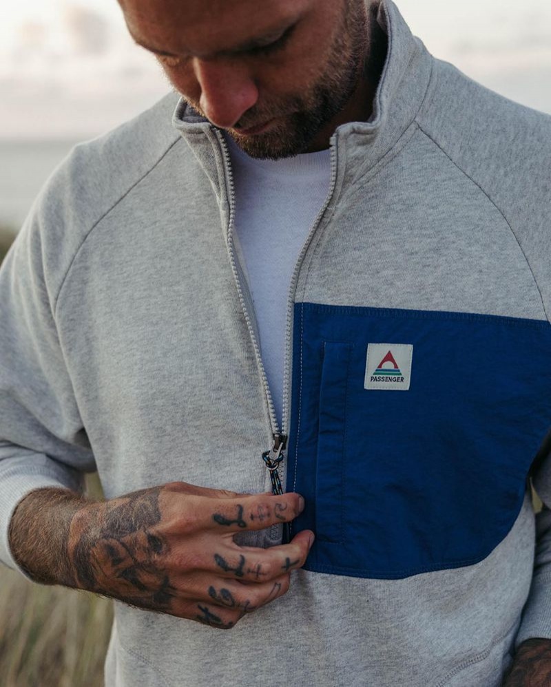 Bluza Passenger Offgrid 1/4 Zip Recycled Bawełniane Męskie Szare | Polska-JCPGHW459