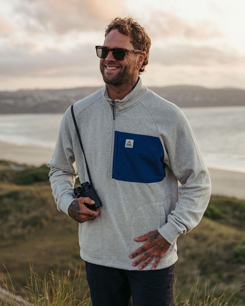 Bluza Passenger Offgrid 1/4 Zip Recycled Bawełniane Męskie Szare | Polska-JCPGHW459