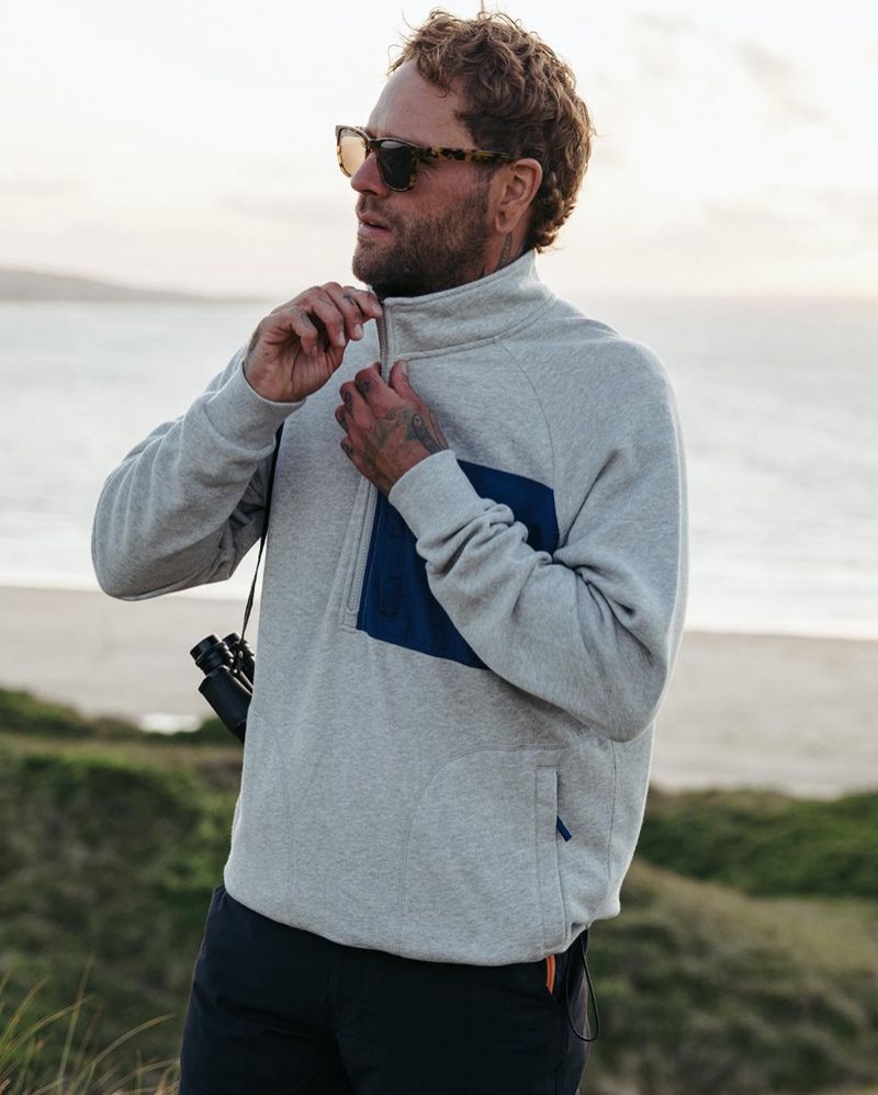 Bluza Passenger Offgrid 1/4 Zip Recycled Bawełniane Męskie Szare | Polska-JCPGHW459
