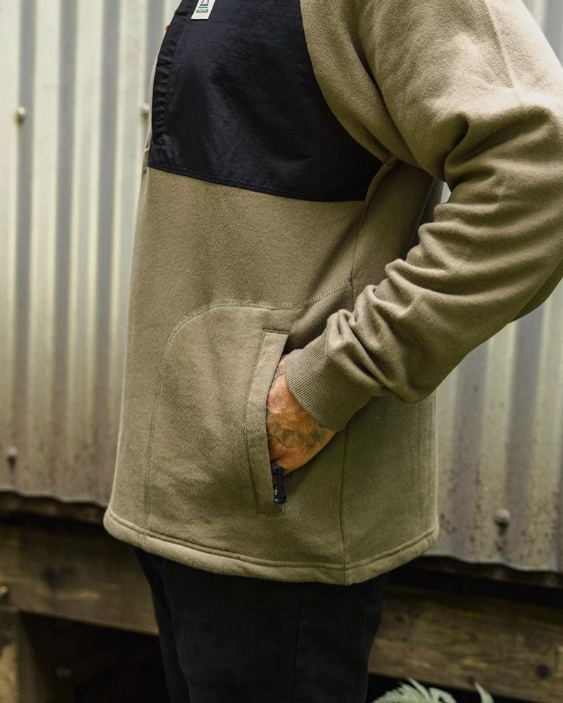 Bluza Passenger Offgrid 1/4 Zip Recycled Bawełniane Męskie Oliwkowe | Polska-OKGPWL805