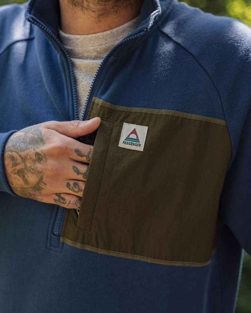 Bluza Passenger Offgrid 1/4 Zip Recycled Bawełniane Męskie Ciemny | Polska-WAFPHR819