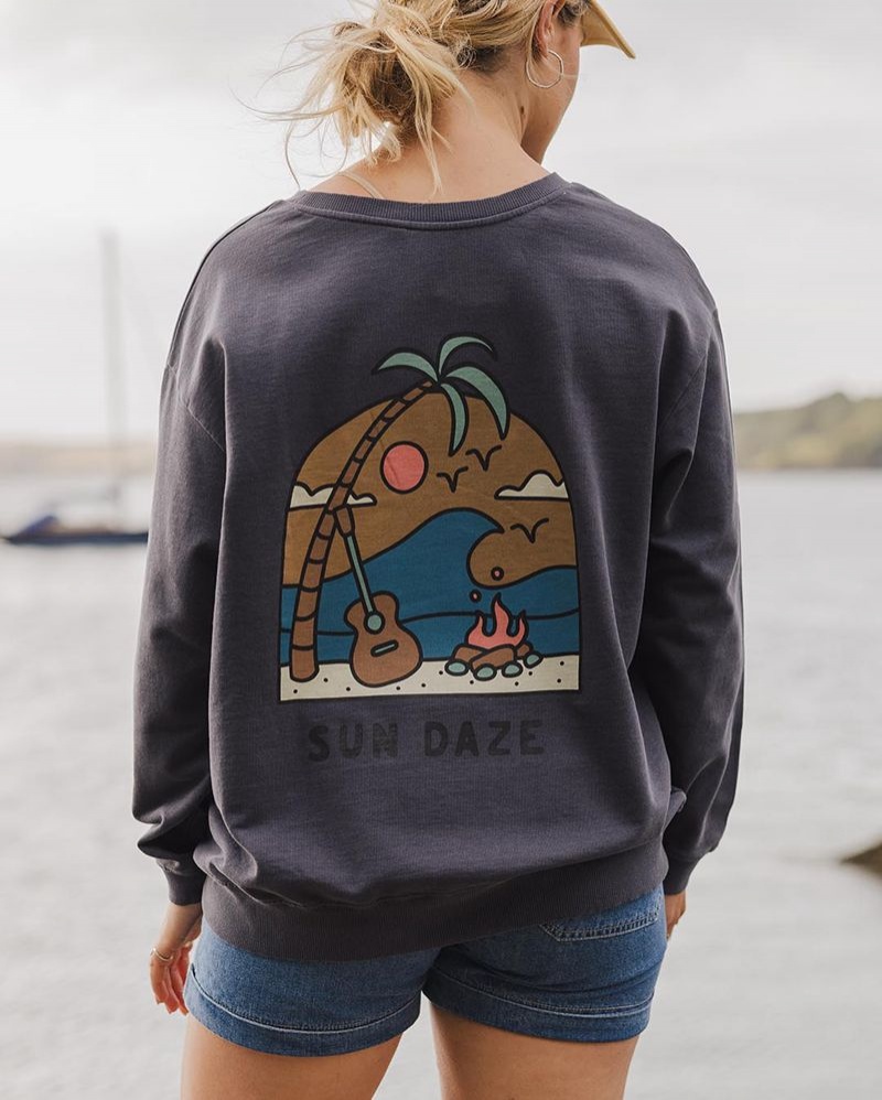 Bluza Passenger Sundaze Recycled Bawełniane Damskie Charcoal | Polska-LBQGKO284
