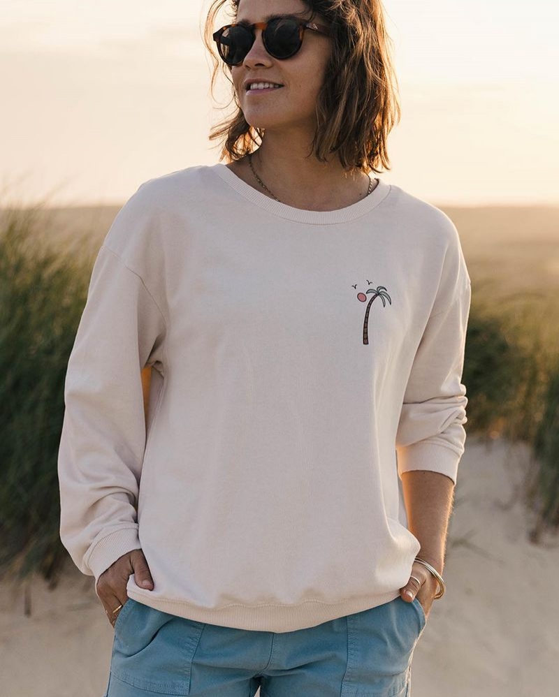 Bluza Passenger Sundaze Recycled Bawełniane Damskie Beżowe | Polska-DHFLNR450