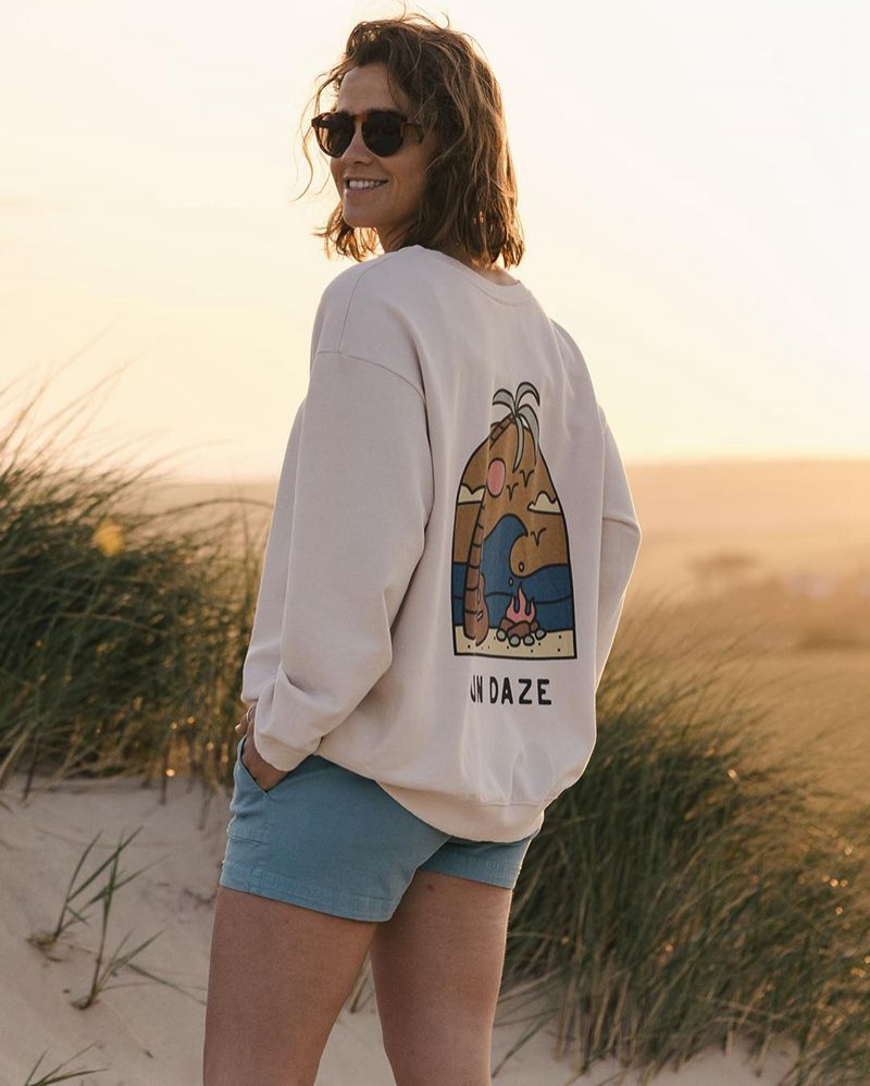 Bluza Passenger Sundaze Recycled Bawełniane Damskie Beżowe | Polska-DHFLNR450