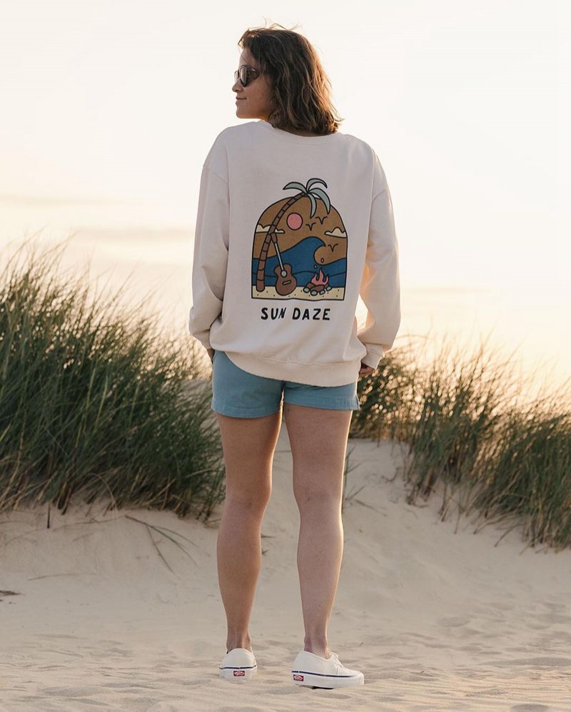 Bluza Passenger Sundaze Recycled Bawełniane Damskie Beżowe | Polska-DHFLNR450