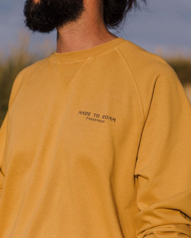 Bluza Passenger Sundown Recycled Bawełniane Męskie Musztardowe Złote | Polska-DZQBFL295