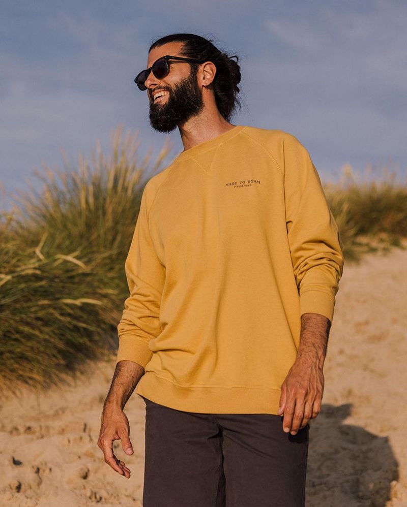 Bluza Passenger Sundown Recycled Bawełniane Męskie Musztardowe Złote | Polska-DZQBFL295