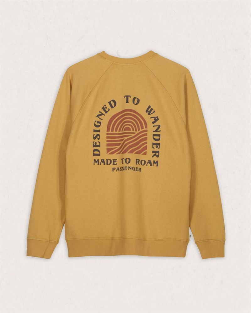 Bluza Passenger Sundown Recycled Bawełniane Męskie Musztardowe Złote | Polska-DZQBFL295