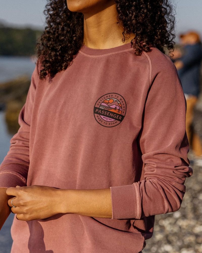 Bluza Passenger Wilds Recycled Bawełniane Oversized Damskie Crushed Berry | Polska-WMXLOG918