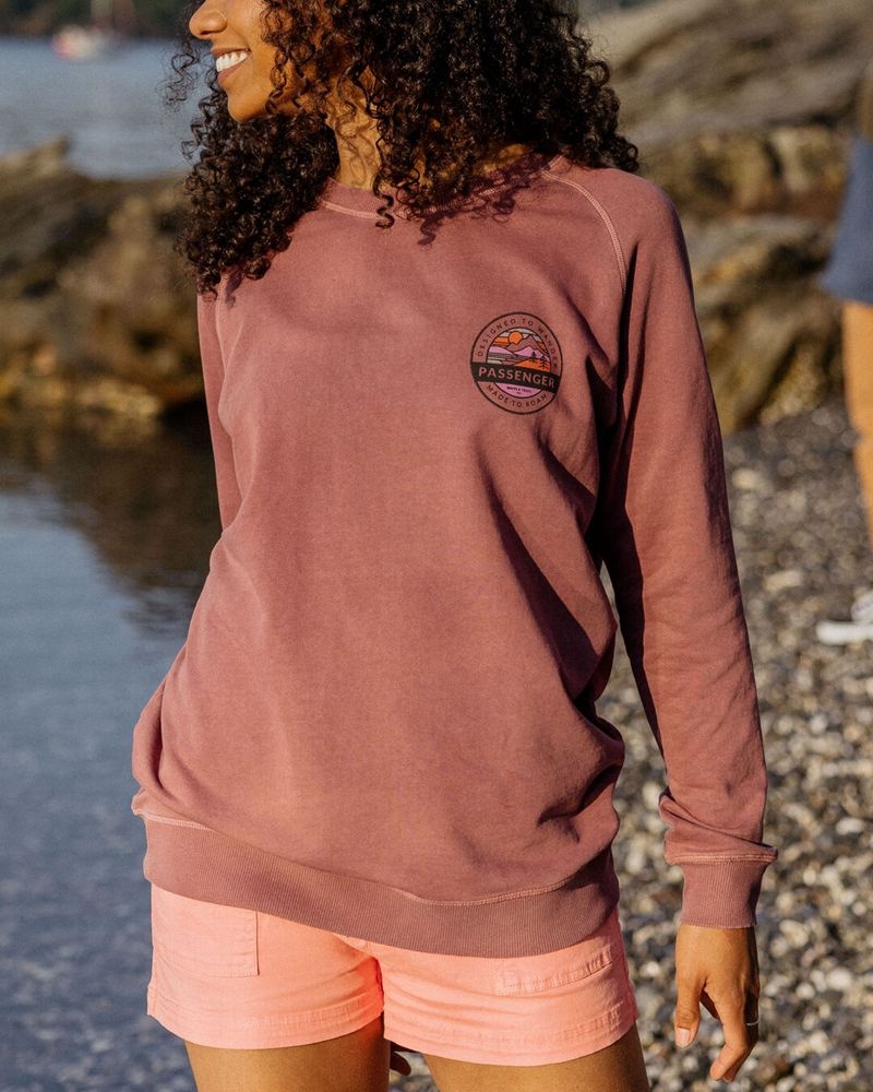 Bluza Passenger Wilds Recycled Bawełniane Oversized Damskie Crushed Berry | Polska-WMXLOG918