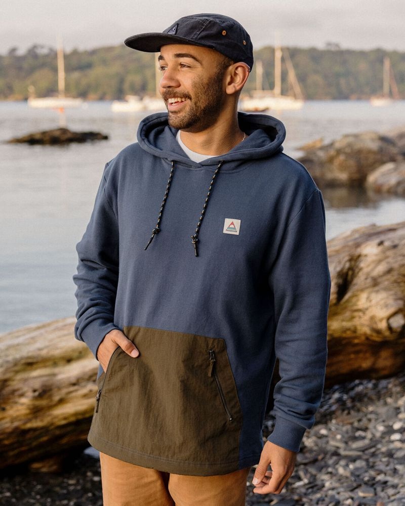 Bluza z Kapturem Passenger Cliff Recycled Bawełniane Męskie Ciemny | Polska-IGAOFN108