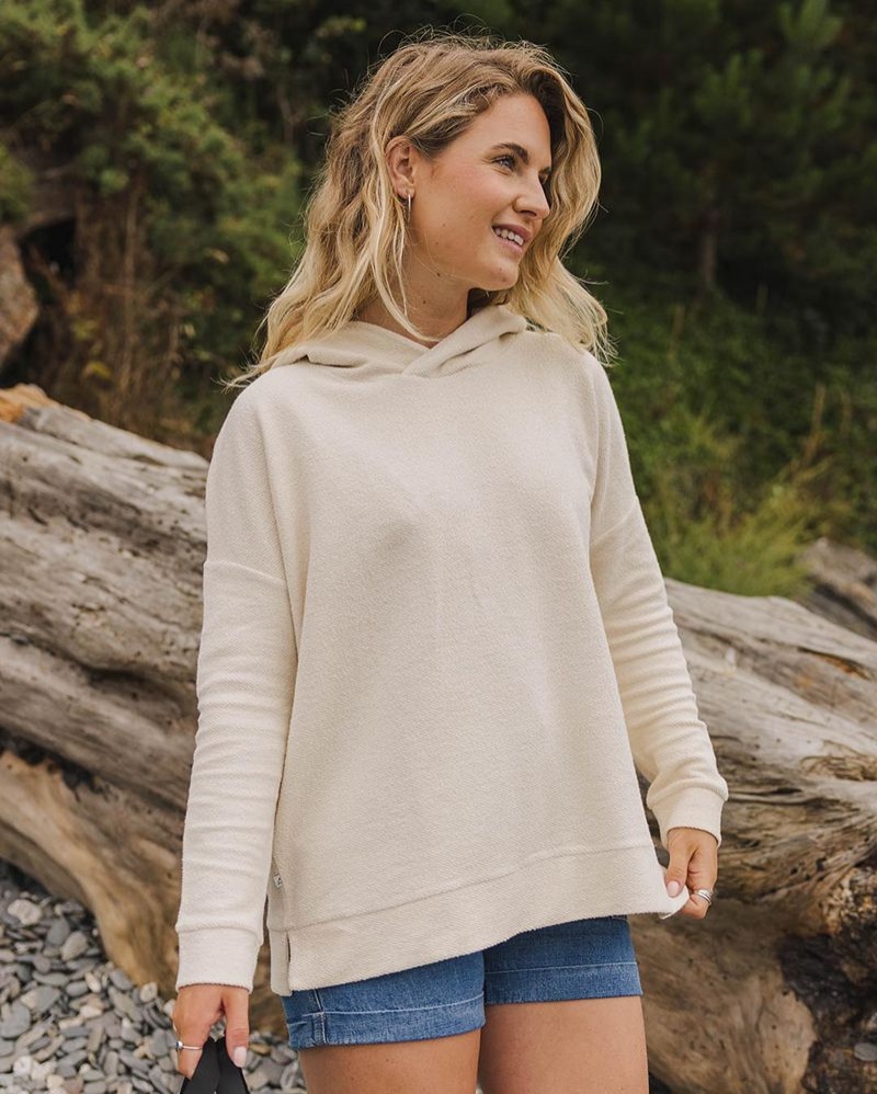 Bluza z Kapturem Passenger Clove Organic Bawełniane Textured Damskie Beżowe | Polska-WEMYAQ132