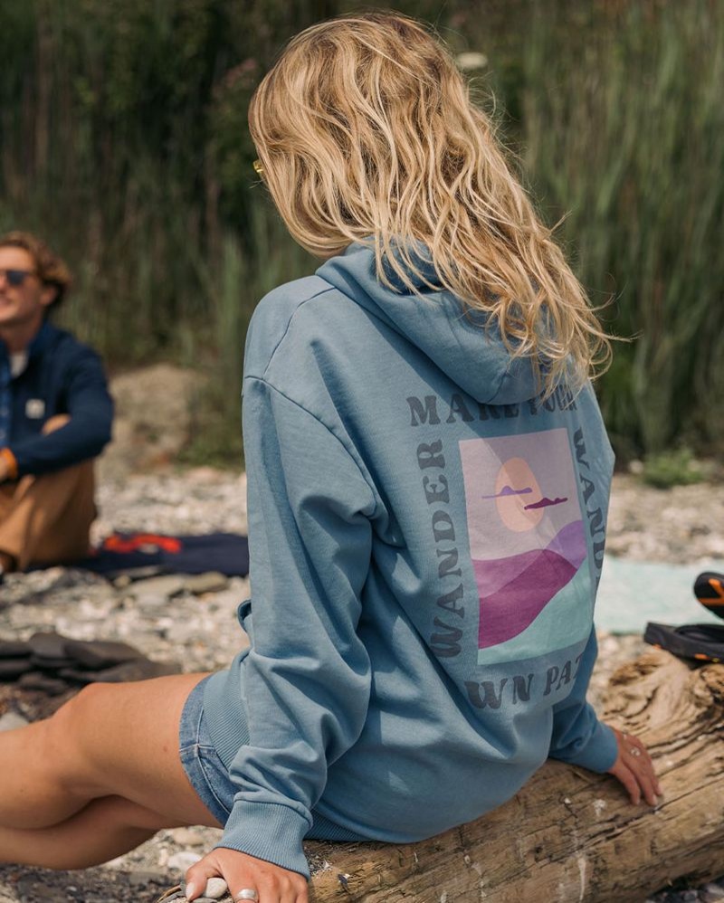 Bluza z Kapturem Passenger Dreamer Recycled Bawełniane Damskie Niebieskie | Polska-LTRQCZ608