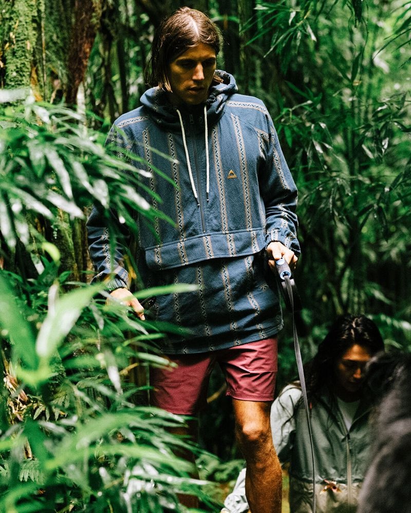 Bluza z Kapturem Passenger Dune 1/2 Zip Organic Bawełniane Męskie Paski | Polska-TWBHRS239
