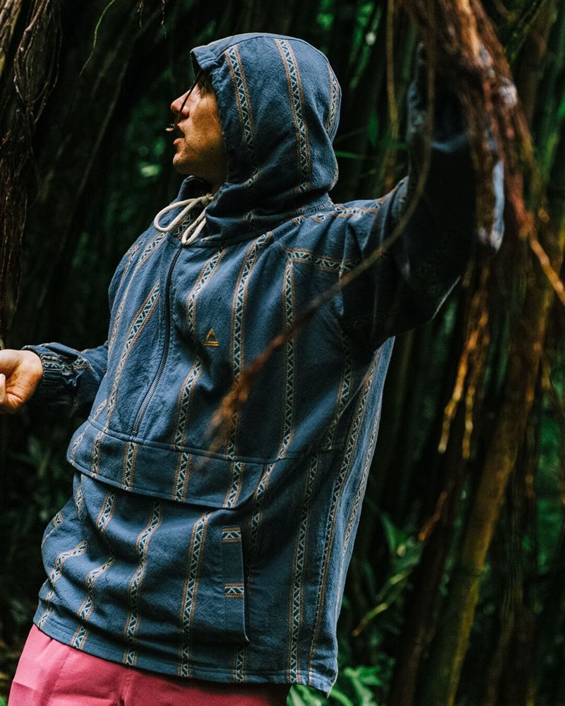 Bluza z Kapturem Passenger Dune 1/2 Zip Organic Bawełniane Męskie Paski | Polska-TWBHRS239