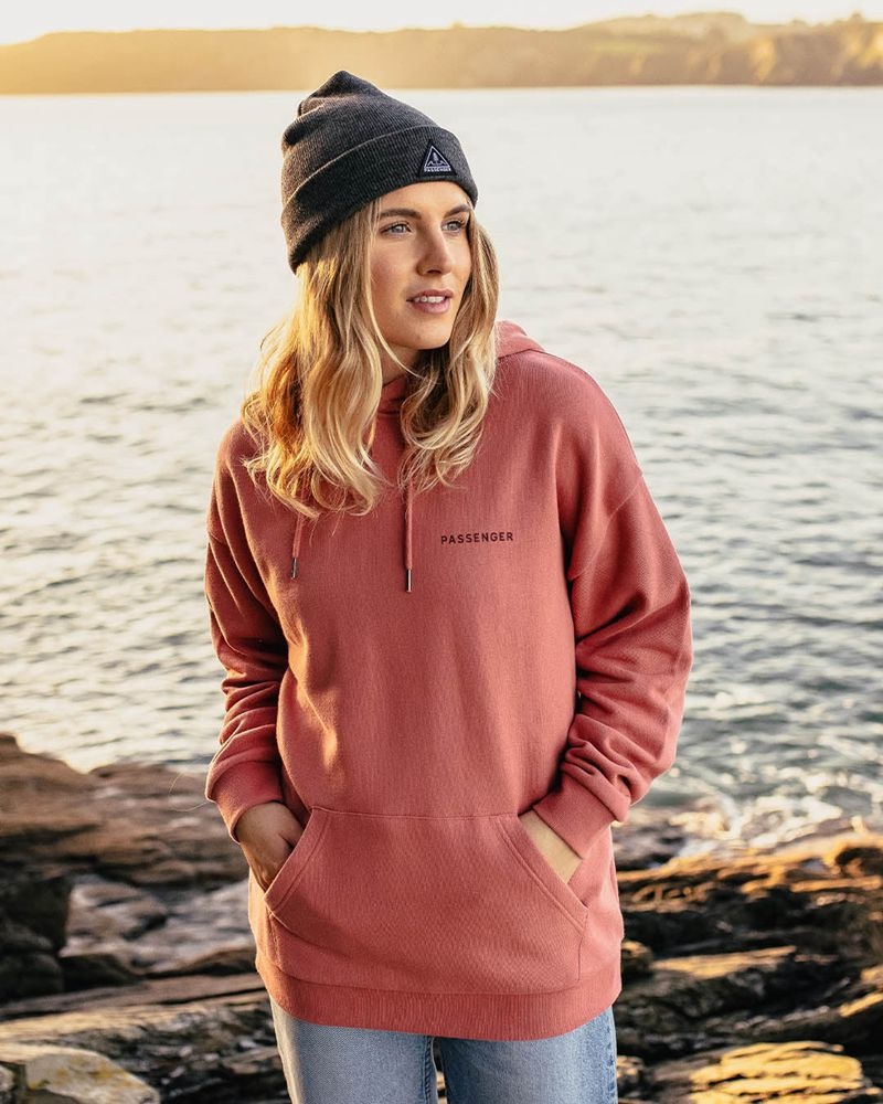 Bluza z Kapturem Passenger Embrace The Journey Recycled Bawełniane Oversized Damskie Różowe | Polska-ACQWFU802