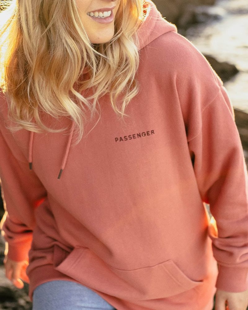 Bluza z Kapturem Passenger Embrace The Journey Recycled Bawełniane Oversized Damskie Różowe | Polska-ACQWFU802