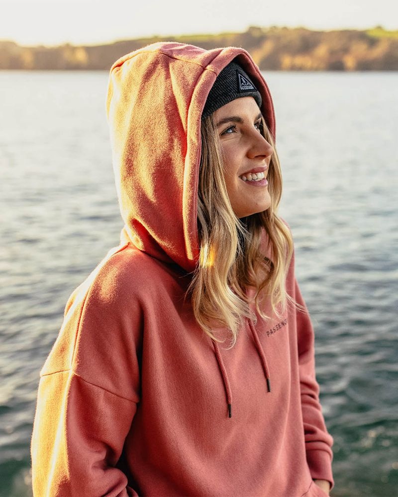 Bluza z Kapturem Passenger Embrace The Journey Recycled Bawełniane Oversized Damskie Różowe | Polska-ACQWFU802