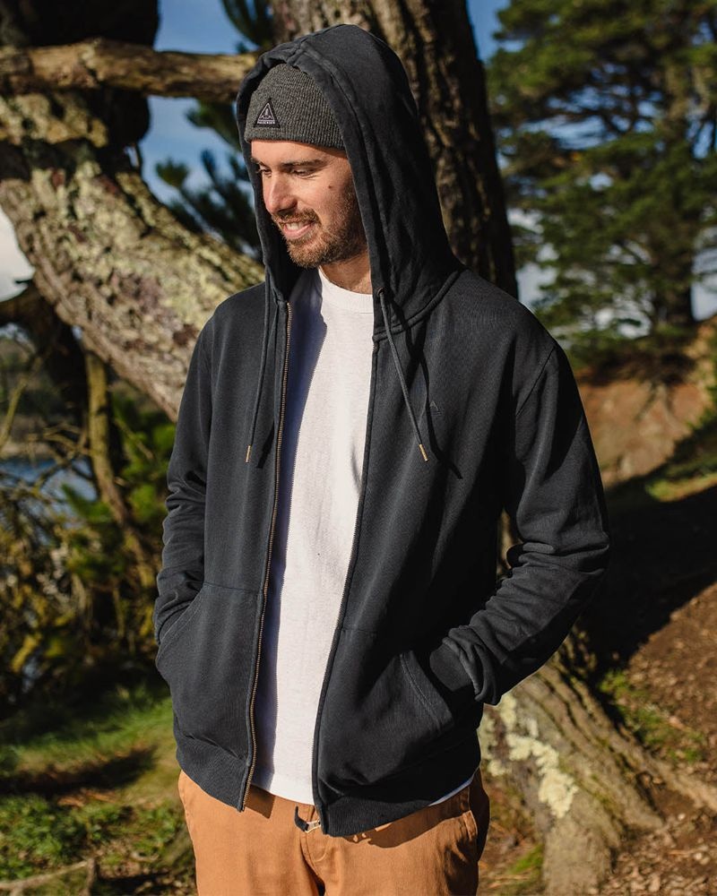 Bluza z Kapturem Passenger Escape Full Zip Męskie Czarne | Polska-CZUGDN206