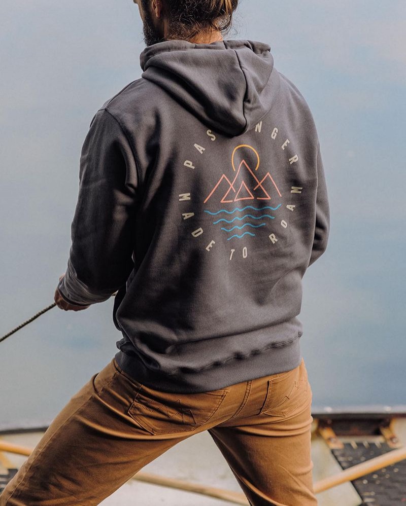Bluza z Kapturem Passenger Escapism Recycled Bawełniane Męskie Czarne | Polska-UVLGKZ170