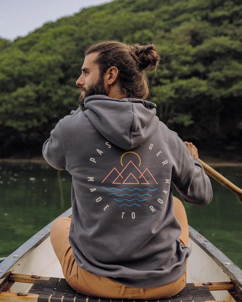 Bluza z Kapturem Passenger Escapism Recycled Bawełniane Męskie Czarne | Polska-UVLGKZ170