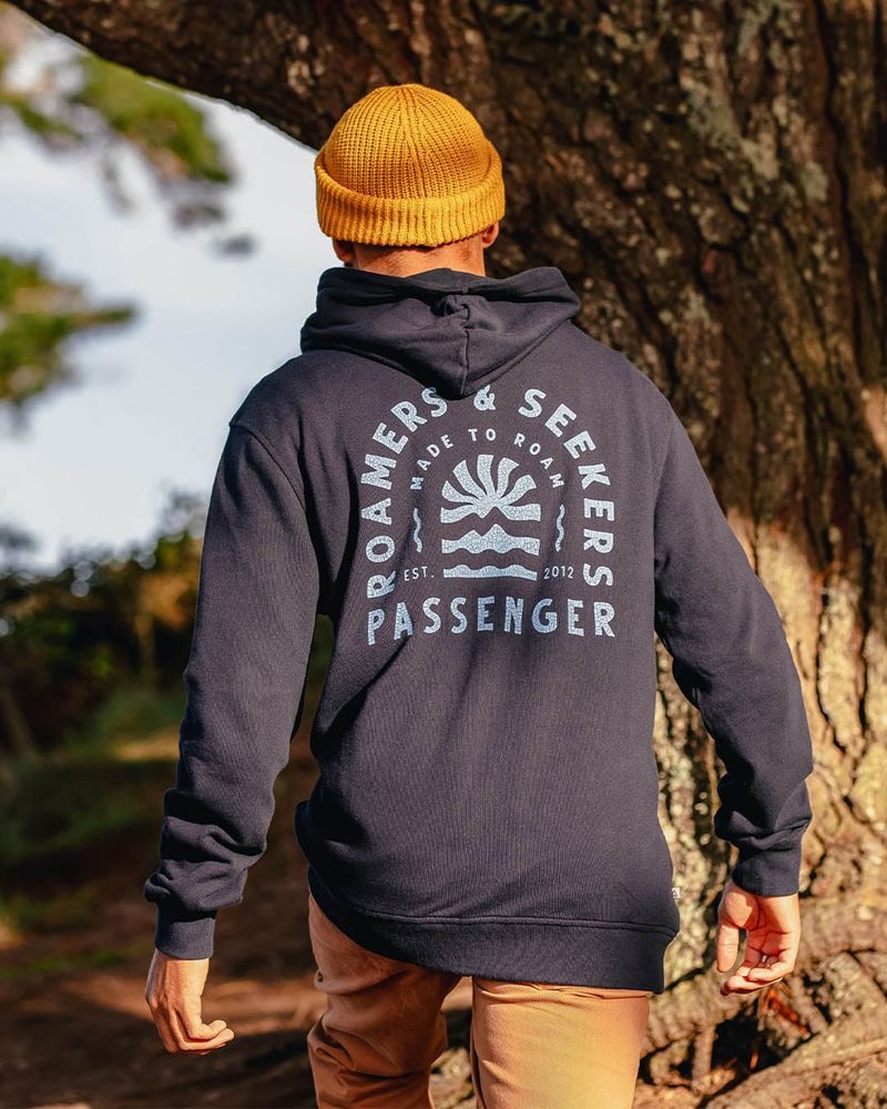 Bluza z Kapturem Passenger Evenfall Recycled Bawełniane Męskie Jasny Granatowe | Polska-CYSRZB854