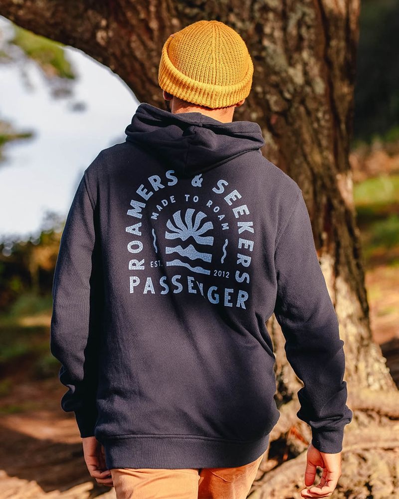 Bluza z Kapturem Passenger Evenfall Recycled Bawełniane Męskie Jasny Granatowe | Polska-CYSRZB854