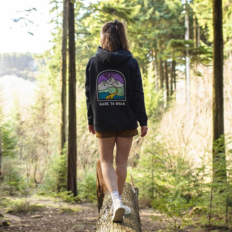 Bluza z Kapturem Passenger Friday Collective Recycled Bawełniane Damskie Czarne | Polska-IJBERH391
