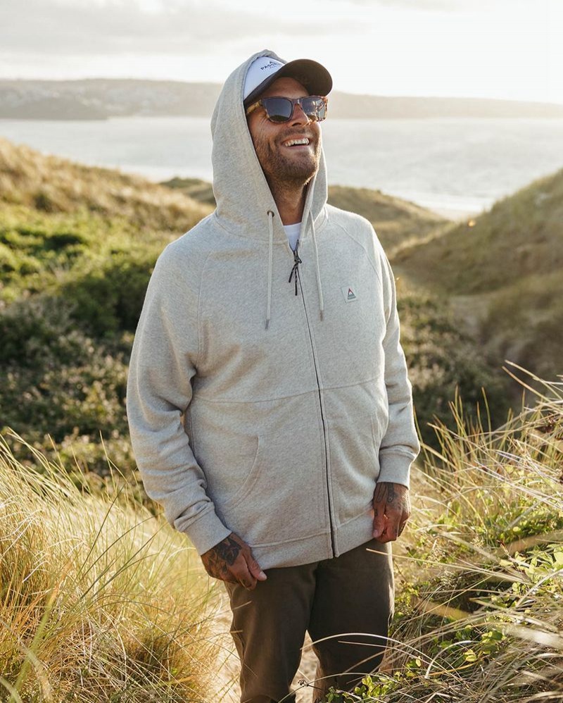 Bluza z Kapturem Passenger Heritage Full Zip Recycled Bawełniane Męskie Szare | Polska-LYCVGP483