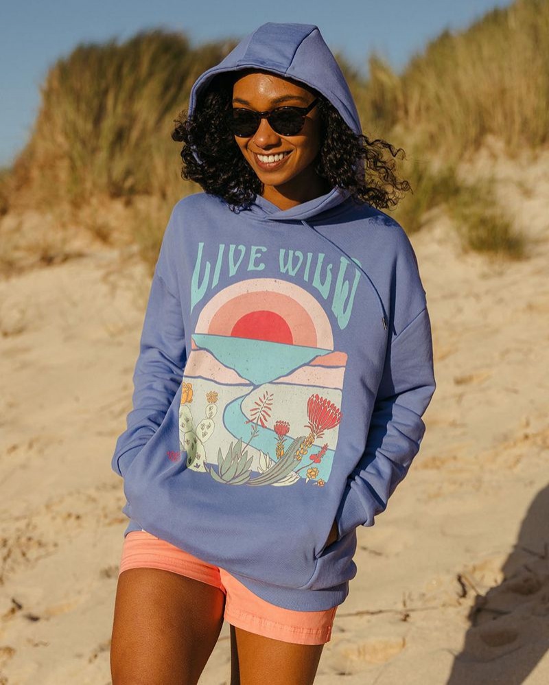 Bluza z Kapturem Passenger Live Wild Recycled Bawełniane Oversized Damskie Baja | Polska-BHXVQI189