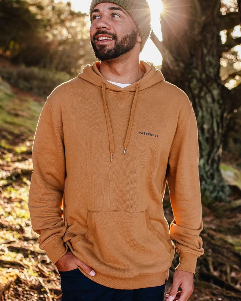 Bluza z Kapturem Passenger Made To Roam Recycled Męskie Brązowe | Polska-NBOEJD538