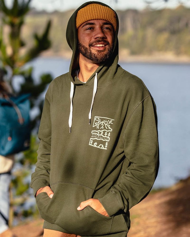 Bluza z Kapturem Passenger Nature Recycled Bawełniane Męskie Zielone | Polska-HANSQI045