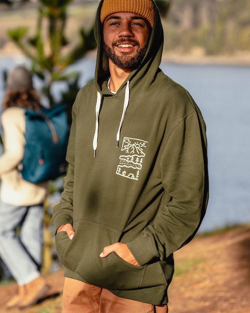 Bluza z Kapturem Passenger Nature Recycled Bawełniane Męskie Zielone | Polska-HANSQI045