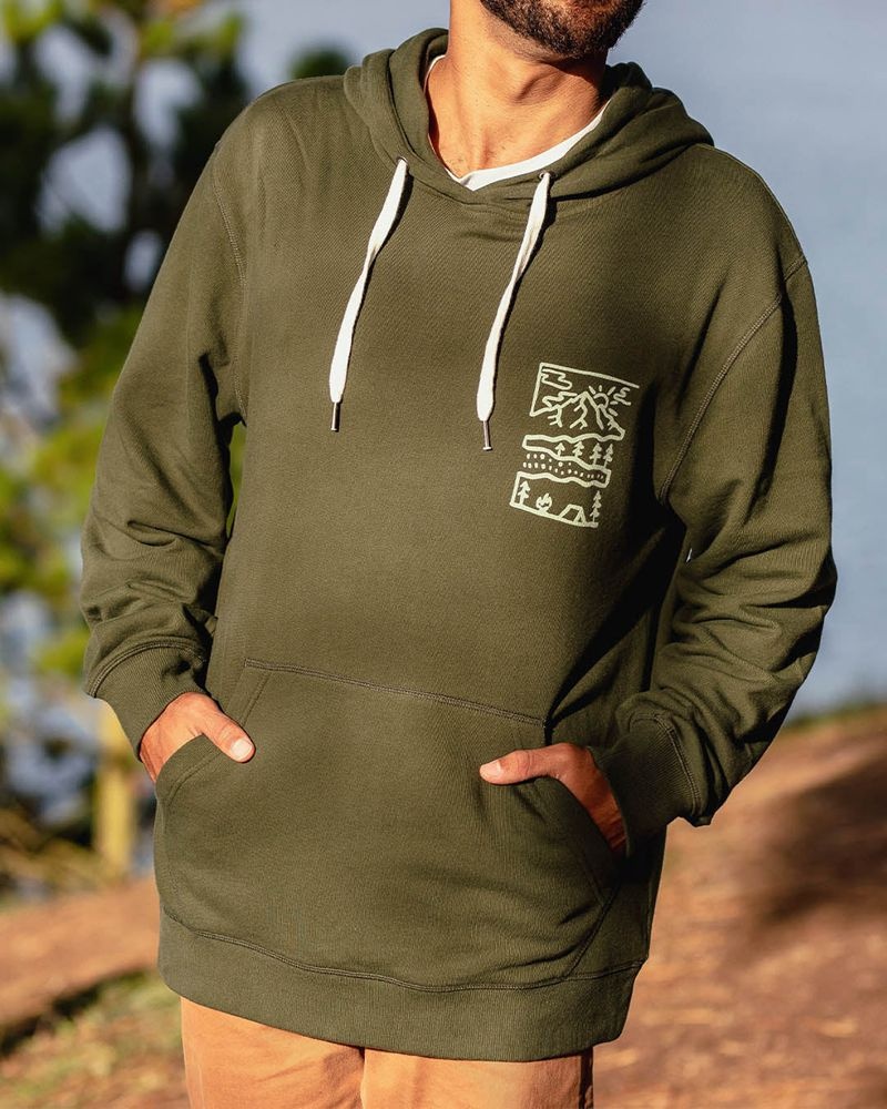 Bluza z Kapturem Passenger Nature Recycled Bawełniane Męskie Zielone | Polska-HANSQI045