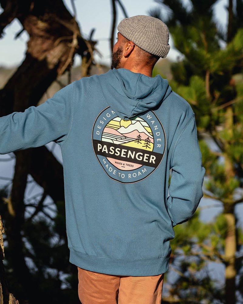 Bluza z Kapturem Passenger Odyssey Recycled Bawełniane Męskie Niebieskie | Polska-RHLYAQ164