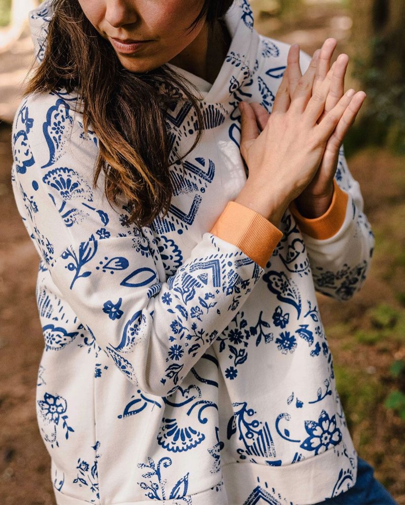 Bluza z Kapturem Passenger Patchwork Recycled Bawełniane Damskie Białe | Polska-RSLEZO172