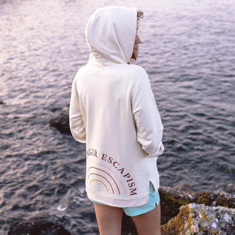 Bluza z Kapturem Passenger Rainbow Recycled Bawełniane Damskie Egret | Polska-CMJTKS397