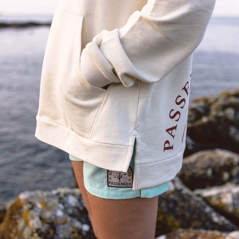 Bluza z Kapturem Passenger Rainbow Recycled Bawełniane Damskie Egret | Polska-CMJTKS397