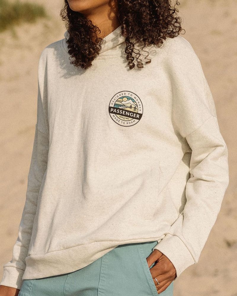 Bluza z Kapturem Passenger Wilds Recycled Bawełniane Damskie Milky Marl | Polska-LGXCJQ082