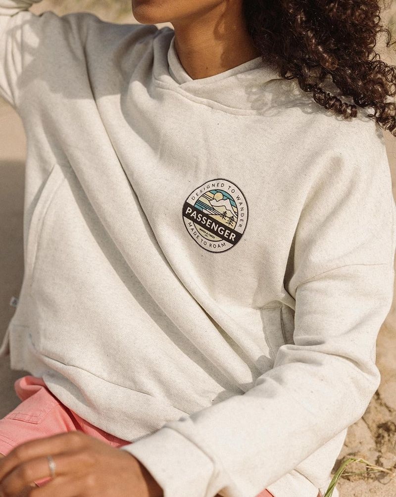 Bluza z Kapturem Passenger Wilds Recycled Bawełniane Damskie Milky Marl | Polska-LGXCJQ082
