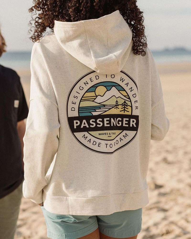 Bluza z Kapturem Passenger Wilds Recycled Bawełniane Damskie Milky Marl | Polska-LGXCJQ082