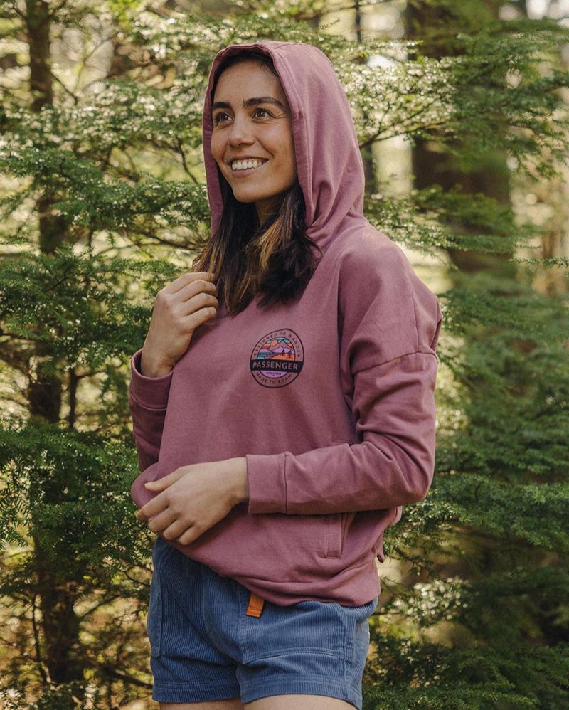 Bluza z Kapturem Passenger Wilds Recycled Bawełniane Damskie Crushed Berry | Polska-KWZQLH847