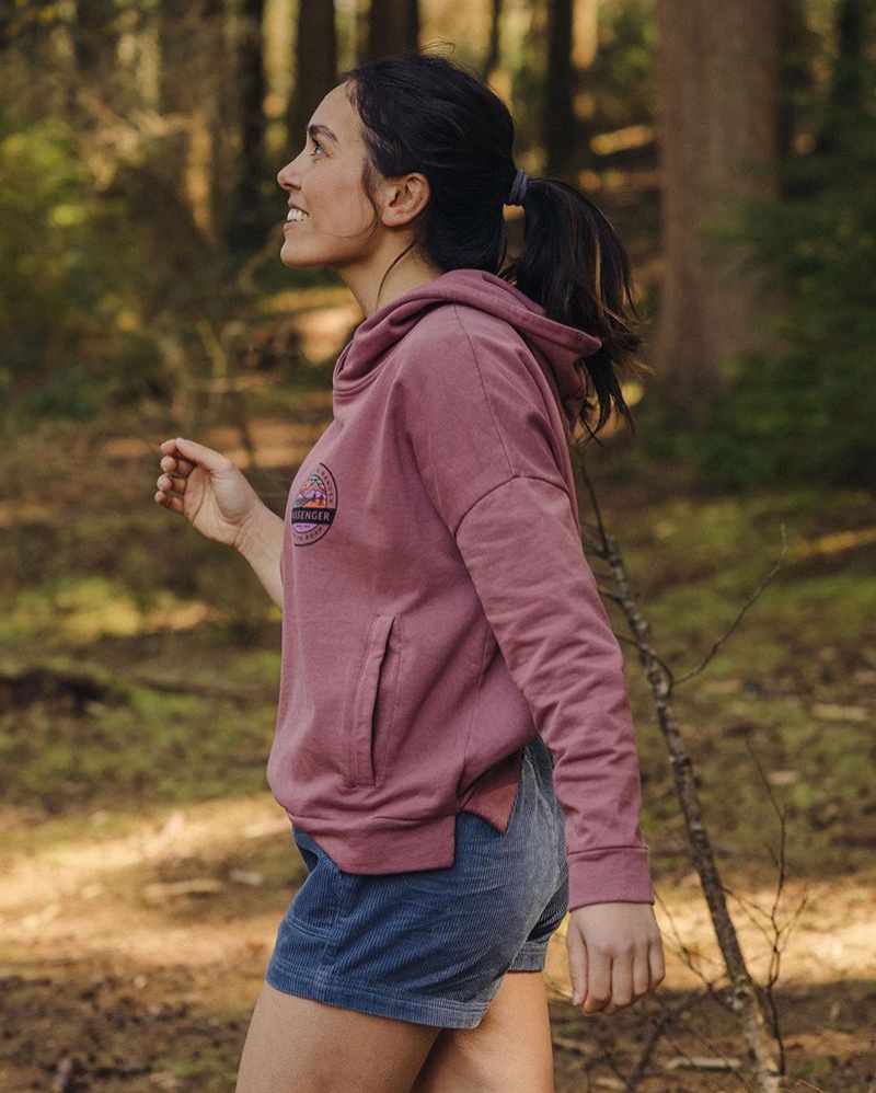 Bluza z Kapturem Passenger Wilds Recycled Bawełniane Damskie Crushed Berry | Polska-KWZQLH847