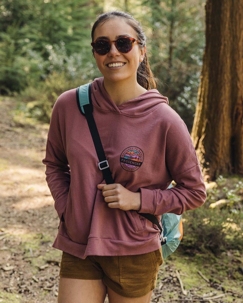 Bluza z Kapturem Passenger Wilds Recycled Bawełniane Damskie Crushed Berry | Polska-KWZQLH847